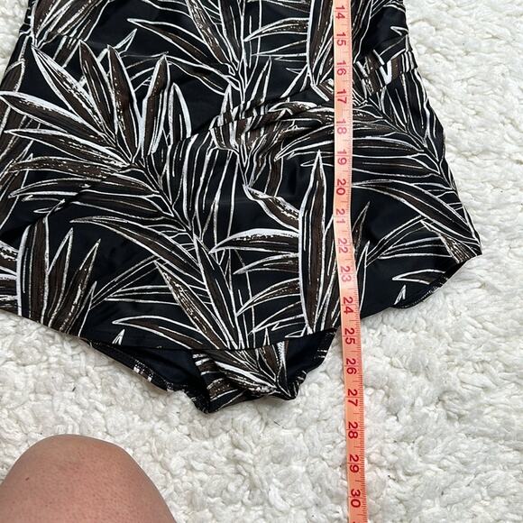 Gottex Brown Black Silver Leaf Pattern One Piece Swimsuit Flattering Cut PP20 - Picture 5 of 11